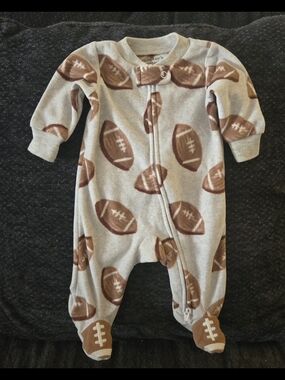 Carter's Beige & Brown Football Print Baby One-Piece